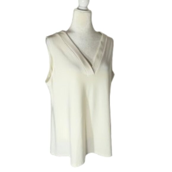 Franne Golde Women's White V-Neck Sleeveless Blouse Size XL - Picture 1 of 9